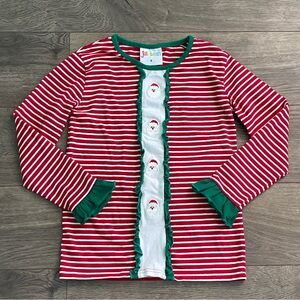Jellybean by Smock Candy Girls Size 8 Embroidered Santa Claus Holiday Shirt